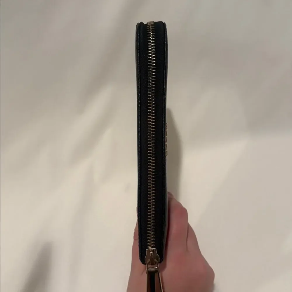 Furla leather black long wallet